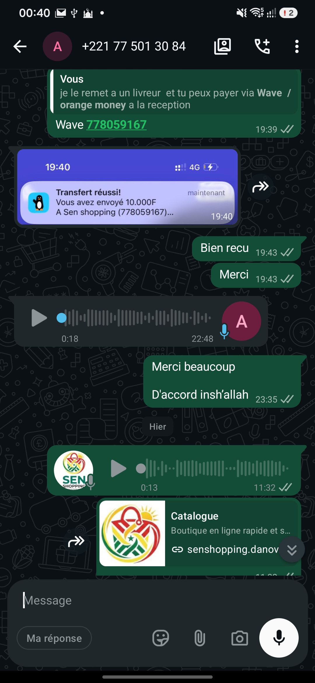 Capture d'écran du témoignage