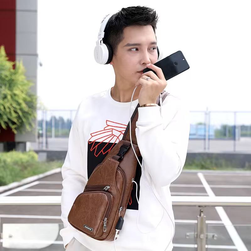 Sac Bandoulière Homme en Cuir PU – Pratique & Moderne